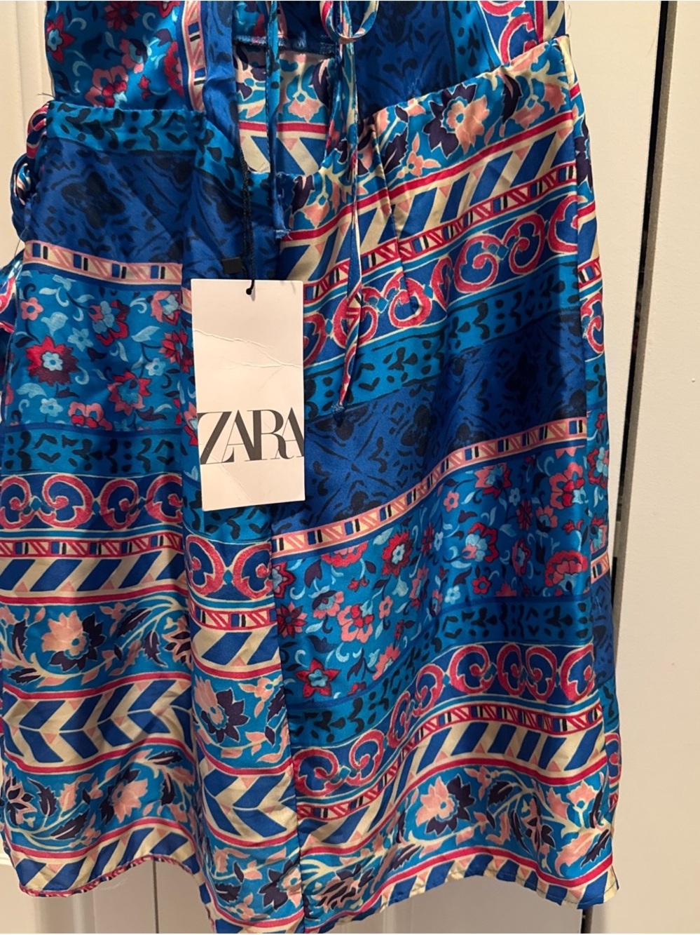 ZARA Blue Mixed-Print Mini Skirt